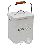 Geyecete - Futtertonnen für Haustierfutter, Vorratsbehälter mit Deckel und Schaufel, Metall futterbox Behälter mit Holz Griff für Hunde Trockenfutter -2,5 ...