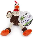 goDog (3 Pack) Checkers Plush Skinny Brown Rooster Chew Guard for Small Dogs