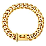 Gold Hundehalsband Halskette,verstellbar 18 Karat Starkes Edelstahl Metall Links Slip Chain Halsband für kleine mittelgroße Hunde (B, XL) 22‘’