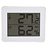 Hakeeta Digitales Thermo-Hygrometer mit LCD-Display, Überwachung der Luftfeuchtigkeit und Temperatur. Geeignet für Zuhause, Büro, Babyzimmer, Gewächshaus usw. 3 Farben erhältlich(Weiß)
