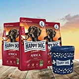 Happy Dog Africa Aktion 3 x 4 kg + 20 Liter Futtertonne inklusive Deckel - Stets frisch und leicht zu ...