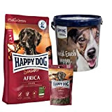 Happy Dog Africa (Strauss) 4,0 kg + 1 x Softsnack Africa (Strauss) 100 g + 20 Liter Futtertonne inklusive Deckel