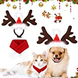 Haustier Stirnband Weihnachten Rentier,Schal,Haustier Geweih Stirnband,Verstellbare Kopfschmuck Haarreif,Hund Katze Weihnachten Haustierkostüm-Zubehör,Weihnachtskostüm für Haustier