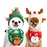 Haustier-Weihnachtskostüm, 4 Stück, Hunde- und Katzen-Weihnachtsoutfit, lustige Geweihe, Weihnachtsmützen, Verstellbarer Umhang, Weihnachtsmann-Speicheltücher für Hündchen, Katzen, Anziehsachen