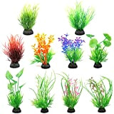 hocadon 10 Stilen Aquarium Pflanzen Klein, Künstliche Wasserpflanzen Klein, Kunststoffpflanzen Aquariumpflanze für Fisch Tank Ornamente, Aquariendekoration