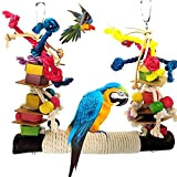 HPiano Papageienspielzeug, Vogelspielzeug für Vögel, Papageien, Schaukel, Kauspielzeug aus Naturholz, zum Aufhängen,Vögel Spielzeug Holz Glocke Vogel Schaukel Kauen Zubehör Bunt ...