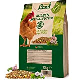 HÜHNER Land Milben-Spezial Hühnerfutter mit Kräutern gegen Milben 10kg - OHNE GENTECHNIK & ZUSÄTZE, GVO frei, Premium Körner- und Saatmischung, ...