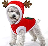 Hundekostüme Weihnachten Elchkostüm, Haustier Weihnachtskostüm, Katzen Kleidung Weihnachten, Pet Hoodies warme Hundemantel für Winter Frühling Weihnachten Hundebekleidung Rot (L)