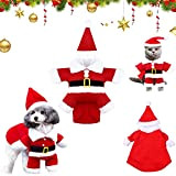 Hundekostüme Weihnachten, Haustier Weihnachtskostüm,Katze Hund Weihnachtskostüm mit Mütze Weihnachtsmann, für Neujahr Lustige Anzieh Haustierpartys Bekleidung Anzüge
