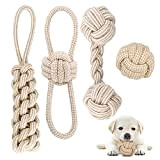 Hundespielzeug Seil mit Knoten Ball, 4 Stück Kauen Hundespielzeug Set für Kleine Hunde/ Mittlere, Welpen Spielzeug für Hunde ​Zahnpflege, aus ...