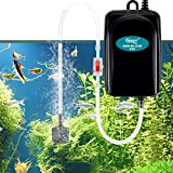 hygger Aquarium Luftpumpe, Sehr Leise Regelbar Mini Aquarium Sauerstoffpumpe für 1-75 Litern Fischschale mit Luftschlauch, Sprudelstein und Rückschlagventil(1W)