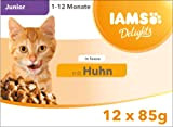IAMS Delights Kitten Nassfutter - Multipack Katzenfutter mit Huhn in Sauce, hochwertiges Futter für Junior Kätzchen von 1-12 Monate, 12 ...