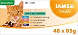 IAMS Delights Land & Sea Collection Katzenfutter Nass - Multipack mit Fleisch und Fisch Sorten in Gelee, Nassfutter für Katzen ...