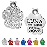 Iberiagifts - Hundemarke Pfote mit Gravur für kleine bis mittelgroße Hunde oder Katzen - Plakette graviert personalisiert (Silber)