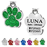 Iberiagifts - Hundemarke Pfote mit Gravur für kleine bis mittelgroße Hunde oder Katzen - Plakette graviert personalisiert (Grün)