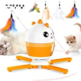 Interaktives Katzenspielzeug 2 in 1 - Katzen Spielzeug Elektrisch mit 4 Ersatz Federspielzeug & USB Aufladbar Katzenspielzeug Intelligenz für Katzen ...