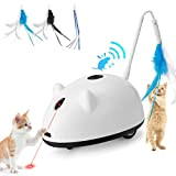Interaktives Katzenspielzeug, Katzenspielzeug Selbstbeschäftigung mit Federn, Elektrisch Intelligenzspielzeug, Rotierende Spielzeugmäuse für Katzen, USB Aufladbar(3 austauschbare Endstücke)