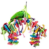 Interlink-UK Papageienspielzeug Kauspielzeug Spielzeug hängen Bunte Biss, geeignet für Papageien, Sittiche, Aras, Graupapageien,Holzblock