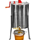 Jago® Honigschleuder - aus Edelstahl, Manuell, für 4 Waben, Ø490 mm, mit Deckel - Honig Extraktor, Schleuder, Tangentialschleuder, Honey Extractor, ...