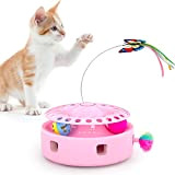 Jayol Automatisches interaktives Katzenspielzeug 3 in 1 Ballübungs-Katzenspielzeug & Ambush Feather Kitten Toy & elektrisch rotierender Schmetterling mit Katzen-Teaser-Spielzeug für ...