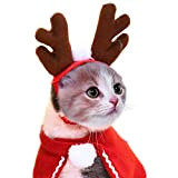 Katze Weihnachtskostüm Outfit 1 Set (2 pcs), Taozoey Weihnachten Haustier Umhang+Rentier Stirnbänder, Weihnachtskostüm Hund Katze, Weihnachten Haustier Anzug, für Katzen ...