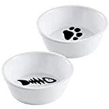 Katzennapf Napf für Katzen und kleine Hunde - Foodbar Katzen mit stylischen Bambus Gestell - Keramik Katzen Fressnapf erhöht - ...