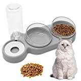 Katzennapf-Set 3 in1 Futterschüssel Katze 15° Neigbar Doppelnapf für Katzen Katzenschüssel mit Automatischem Wasserspender für Kleine und Mittelgroße Hunde und ...