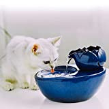katzentrinkbrunnenKatze Wasserspender, Keramik Haustier, Trinken Wasser automatisch, Zyklus Futter Wasser fließen Katze Brunnen Becken Hund, Hund Wasserspender (Weiße Keramik)