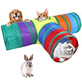 Katzentunnel Spieltunnel Hunde für Tunnel 3-Wege, katzenspielzeug Hundetunnel Kaninchen Katzen Tunnel mit Spielball, 75 x 50 x ø25cm Faltbarer Regenbogen ...