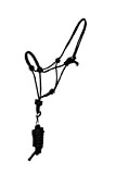 Knotenhalfter-Set Knotenhalfter Halfter mit Anbindestrick QHP 3 Größen 6 Farben (PONY, schwarz)
