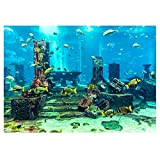koulate Unterwasser Poster Aquarium Wanddekoration, Unterwasser Stadt Ruinen Aquarium Poster PVC Coral Aquarium Hintergrund Aufkleber(1#)