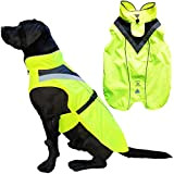 Lautus Pets Hunde-Regenmantel, wasserdicht, reflektierend, helles Gelb mit Loch für Geschirr (M, Gelb)