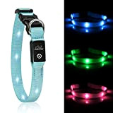 LED Hunde Halsband Leuchthalsband Kleine Hund Hundehalsband Leuchtend USB Aufladbar Leicht Einstellbar 3 Lichtmodi Sicherheit für Nacht - Blau