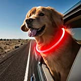 LED Hundehalsband Hunde Halsbänder USB Wiederaufladbar LED Leuchthalsband Längenverstellbarer Haustier Sicherheit Kragen - 3 Modus für Hunde und Katzen(rot)