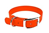 LENNIE BioThane Halsband, Dornschnalle, 25 mm breit, Größe 38-46 cm, Neon-Orange, Aufdruck möglich