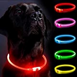 Leuchthalsband Hund, 3 Modi Längenverstellbarer Haustier Sicherheit Kragen für Hunde und Katzen,LED Aufladbar und Wasserdicht Hundehalsband, Sicherheitshalsband für Hunde und ...