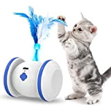 LiieyPet Katzenspielzeug Elektrisch Interaktives Katzenspielzeug Selbstbeschäftigung, USB Wiederaufladbar, Katzenspielzeug Intelligenz mit 4 Feder, LED- Licht, 360° Drehung, Spielzeug für Katzen