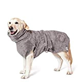 Lill's Hundebademantel, 100% Bio-Baumwolle, Organic Stone Grey (Grau) (L: 60 cm Rückenlänge)