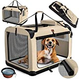 Lovpet® Hundebox Hundetransportbox faltbar Inkl.Hundenapf XXL 91,4x63,5x63,5cm Transporttasche Hundetasche Transportbox für Haustiere, Hunde und Katzen Haustiertransportbox Beige
