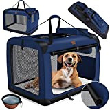 Lovpet® Hundebox Hundetransportbox faltbar Inkl.Hundenapf XXXL 102x69x69cm Transporttasche Hundetasche Transportbox für Haustiere, Hunde und Katzen Haustiertransportbox Navyblau