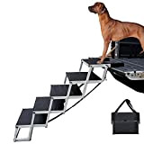 Lunvi Hunderampe für große Hunde SUV mit 5 Treppen, verbesserter Aluminiumrahmen, Haustiertreppe für LKW, Autos, hohe Betten, tragbar Treppe für ...