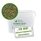 Luzerne AKTIV PELLETS - Faserreiche Alfalfa Pellets für Hühner als Ergänzungsfutter im 10kg Eimer mit Dosierlöffel