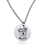 MeMeDIY Personalisierte Halskette mit Haustierporträt mit Gravur, Personalisierte Hunde-/Haustier-/Katzen-Erinnerungsgeschenke, Haustierverlustgeschenke für Haustierliebhaber (Silberfarbe)