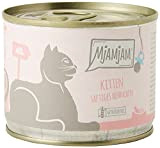 MjAMjAM - Premium Nassfutter für Katzen - Kitten saftiges Hühnchen mit Lachsöl - getreidefrei mit extra viel Fleisch, 6er Pack ...