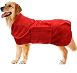 MOREZI Hundebademantel-Jackenweste,schnelltrocknendes Baumwoll-Stretchhandtuch,geeignet für Haustiere nach dem Baden und Spazierengehen-Rot-XS