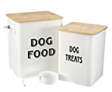 Morezi Tierfutterbehälter,hundefutter aufbewahrungsbox, Futterbox mit Schaufel und luftdichtem Holzdeckel, Aufbewahrung von Lebensmitteln und organisations-weiß