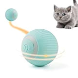 Namsan Katzenspielzeug Elektrisch Katzenball mit LED Licht Automatischer 360-Grad-Rollbal Interaktives Katzenspielzeug USB Wiederaufladbarer Elektrische Katzenbälle für Katzen (Blau)