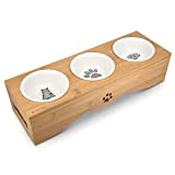 Navaris Futterstation für Katzen und Hunde - Futternapf Set aus Keramik - erhöhter 3er Napf Ständer - 3 x Fressnapf ...
