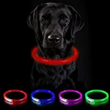 Nepfaivy Leuchthalsband für Hund USB Aufladbar - Leuchtendes Hundehalsband Wasserdicht mit 3 Beleuchtungsmodi, Längenverstellbareres LED Halsband für Große, Mittlere und ...