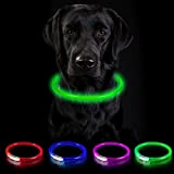 Nepfaivy Leuchthalsband für Hund USB Aufladbar - Leuchtendes Hundehalsband Wasserdicht mit 3 Beleuchtungsmodi, Längenverstellbareres LED Halsband für Große, Mittlere und ...
